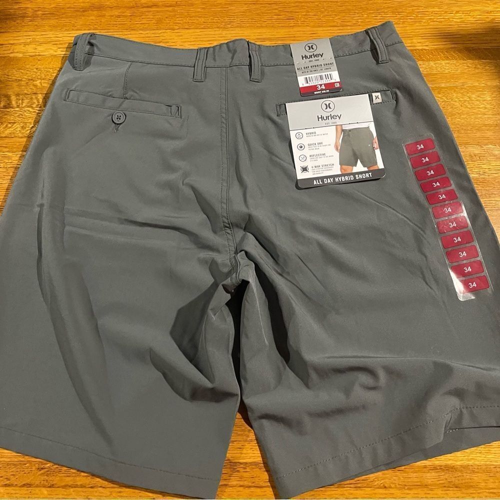 Hurley All Day Hybrid Shorts Size 34 Men's Gray NWT - Picture 9 of 10